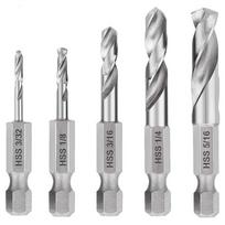 High-Speed Steel Hex Shank Short Drill Bit Set 5 Piece Precision Drilling For Metal Wood Plastic Drilling Power Tools