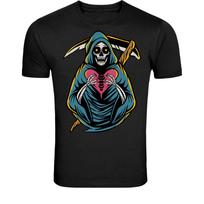 Grim Reaper Love Heart T-Shirt - Gothic Death Romance Skeleton S įvairiaspalvis