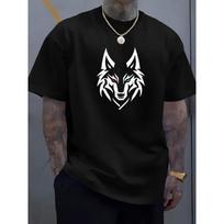 European Sizes Men'S Summer Casual Wolf Print T-Shirt - Soft, Breathable Round Neck Tee with Intricate Wolf Design S įvairiaspalvis
