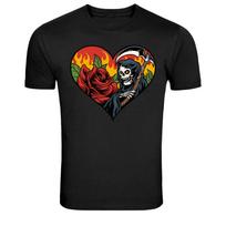 Grim Reaper Rose Heart Dark Love Graphic T-Shirt S įvairiaspalvis