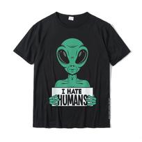 Funny Alien UFO Extraterrestrial I Hate Humans Alien Lover T-Shirt Top T-Shirts Discount Group Cotton Men Tees Casual S įvairiaspalvis