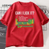 Can I Lick It Periodic Table T Shirt Unisex Women Periodic Table Tshirt Casual Chemistry Teacher Tshirt Round Neck Short Sleeve S