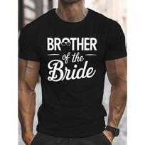 European Sizes Men'S Casual Crew Neck T-Shirt,  Brother of the Bride  Print, Short Sleeve, Regular Fit, Slight Stretch, Geometric Pattern S įvairiaspalvis