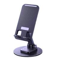 Phone Holder Foldable 360° Rotation Adjustable Desk Stand Metal Anti-Slip Silicone Pad Bracket for Phones Tablets