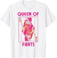 Queen of Farts Funny Playing Card Humor for Adults Squad T-Shirt Mens Womens Tees Top M