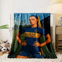 Blue and yellow sports uniform with bold text and logos prominently shown. for all seasons blanket lunch break throw gift 80cm x 120cm