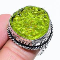 Natural Moldavite Quartz Gemstone 925 Sterling Silver Gift Ring Size 6 z1s96