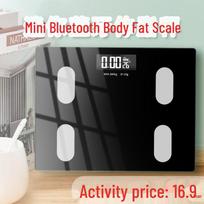 „Bluetooth“ išmaniosios kūno riebalų ir svorio svarstyklės, skirtos naudoti namuose Mini, Battery Model, 26x20cm juoda