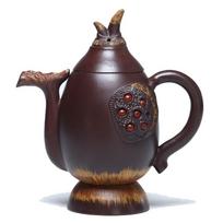 220 ml Yixing violetinio molio arbatinukas, rankomis išgraviruotas lotoso ankštis, arbatinukas, virdulys, grožio arbatinukas, kiniškas rankų darbo Zisha arbatos rinkinys