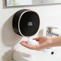 Automatinis skysto muilo dozatorius vonios kambariui: Sieninis įkraunamas bekontaktis reguliuojamas automatinis išmanusis elektrinis plastikinis muilo dozatorius - Virtuvei One Size juoda