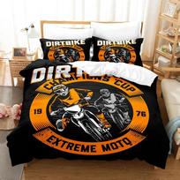 Motorcycle Duvet Cover Dirt Bike Extreme Sports Theme Motocross Racer King Queen Size For Boy Girl Adult For Bedroom Decoration EU Single(135*200cm)3pcs