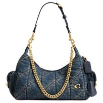 Coach Juliet 30 Džinsinis Quilted Detalės Audinio Pečių Krepšys Didelis Moteriškas pečių krepšys Tamsiai Indigo CDZ72-B4YMW Basic Set (Bag+Dust Bag) gray