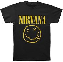 Nirvana Smile Mens T Shirt Music Classic Concert Rock Band Tee New Black L