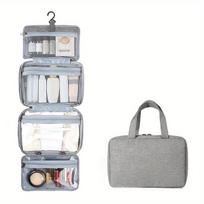 Travel Hanging Toiletry Bag Water-proof Cosmetic Storage Bag Bathroom Beauty Wash Bag AccessoryTowel Bag Wet Dry Separated Bag pilka spalva
