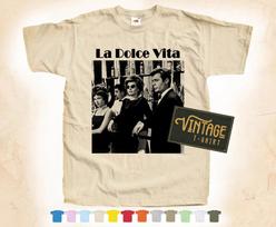 Black Print LA DOLCE VITA vol.1 T-SHIRT Tee Vintage Poster 12 Colors S-5XL 4XL