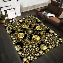 Abstract Mandala Black Gold Spiral Pattern Carpet for Living Room Suitable for use as an anti-slip for living room bedroom sofas 40x60cm( 15x23in )