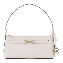 MICHAEL KORS Carson raidės logotipas pakabukas versta oda Crossbody peties rankinė maža moteriška smėlio spalvos smėlis