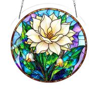 83 Piece Stained Glass Window Hanging Panel Suncatcher Home Decoration Floral Design with Chain for Indoor Display and Gift one size