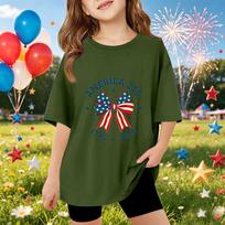 Kids Short Sleeve T Shirt Independence Day Print Top America 250 1776 2026 Patriotic Graphic Tee for Boys Girls Casual Wear 160