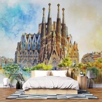 Sagrada Familia, Barcelona tapestry 75x100 juoda