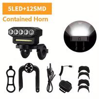 1pc LED Bike Headlight, Super Bright, 6 Modes, Type-C Rechargeable, Built-in Speaker, Perfect For Night Riding 5LED headlight