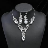 Crystal Water Drop Necklace Earrings Set Shining Women's Necklace Rhinestone Jewelry Set  Banquet balta