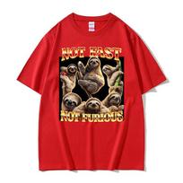 Funny Sloth Not Fast Not Furious Meme Graphic T Shirts Unisex Women Humor Vintage T Shirt Short Sleeve Oversized T-shirt Streetwear 4XL