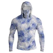 Men’s Long Sleeve Hooded Shirt with Face Covering Lightweight Athletic Top Quick Dry Sun Protection Fishing Shirt XL