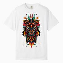 Floral Mask Face Graphic Art TShirts, Comfort Colors, Unisex Streetwear Tee S įvairiaspalvis