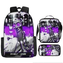 Italian Brainrot Print Backpack Wooden Stick Man Mountain Sea Sutra Schoolbag Satchel Pencil Case Three piece set