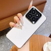 Case For Xiaomi 14/14 Pro Electroplated Lychee Texture Shockproof Full Coverage Soft TPU Edge Protective Cover For xiaomi 14 Xiaomi 14 balta