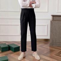 Men's Slim Fit Pleated Trousers In Pink And Beige For Business Casual 28 juoda