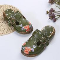 Handmade Flower Slippers Platform Clogs Flip Flop for Plus Size Women 35