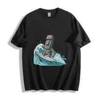 Moai Statue Surfing Graphic T-Shirt Mens Womens Tees Top 3XL