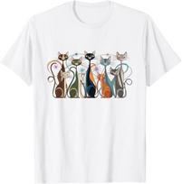 Cat Vintage Retro Mid-Century Modern Look Cats 50s 60s Style T-Shirt Mens Womens Tees Top 2XL