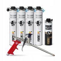 Putų Pistoletas Izoliacijai 850ml X 4 + Pistoletas + Valiklis 500ml Fome Flex