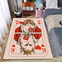 Luxurious Cartoon Cat King Playing Card Carpet, Soft Room Decor Rug Suitable for use as an anti-slip for living room bedroom sofas 40x60cm( 15x23in )