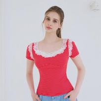 EgoisT Women Feminine Lace ShorT Sleeve T shirT  es2oTh20 BK/55