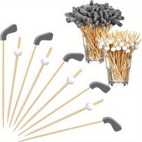 200-Piece Golf Cocktail Pick Decoration 4.7-Inch Club Toothpick Fruit Golf Drink Blender Appetizer Food Bamboo Cocktail Decoration 200pcs