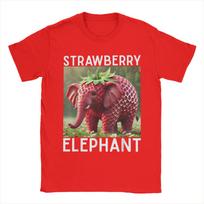 Strawberry Elephant Italian Brainrot Meme T Shirt Men's 100% Cotton Novelty T-Shirt Crew Neck  Tee Shirt Short Sleeve Tops S