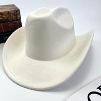 Western Cowboy Hat Women Woolen British Suede Light Board One-Word Top Hat Felt Hat M（56-58cm）