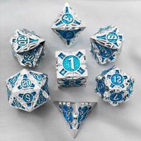 Zinc alloy sieve, metal COC running dice board game DND Dungeons & Dragons polyhedron RPG Cthulhu D20 dice set d6 silver blue