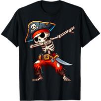 Dabbing Skeleton Pirate Halloween Kids Pirate T-Shirt S juoda