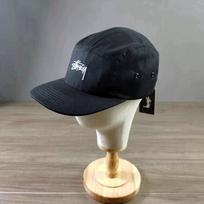 Unisex Adjustable Five-Panel Black Embroidered Flat Brim Baseball Cap Adjustable