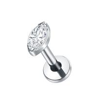 1 vnt. Titano Ausies Kremzlės Auskarai Stud Moterims Vidinis sriegis Cirkonio Gėlė Ausies Lobe Tragus Helix Lūpų Žiedai Papuošalai 16G 16G 1.2x6mm