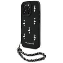 Etui do iPhone 16 Pro Karl Lagerfeld Saffiano z łańcuszkiem Czarny