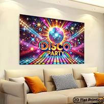 2D Disco Party Backdrop, Neon Disco Ball Dance Floor Photo Background Banner 47.2x31.5inch/120*80cm