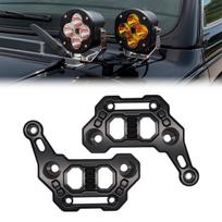 Dvigubo šviesos strypo tvirtinimo laikikliai ant variklio dangčio Jeep Wrangler JL JLU 4xe Gladiator JT priedams 2 vnt. Juodo aliuminio lydinio laikikliai juoda
