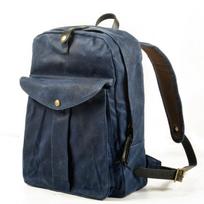 European and American Vintage Backpack, Outdoor Large-capacity Travel Backpack, Water-resistant Oil-wax Canvas Combined with Gen 12 inches tamsiai mėlyna spalva