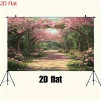 2D Floral Archway Backdrop Spring Cherry Blossom Path Background Banner 47.2x31.5inch/120*80cm